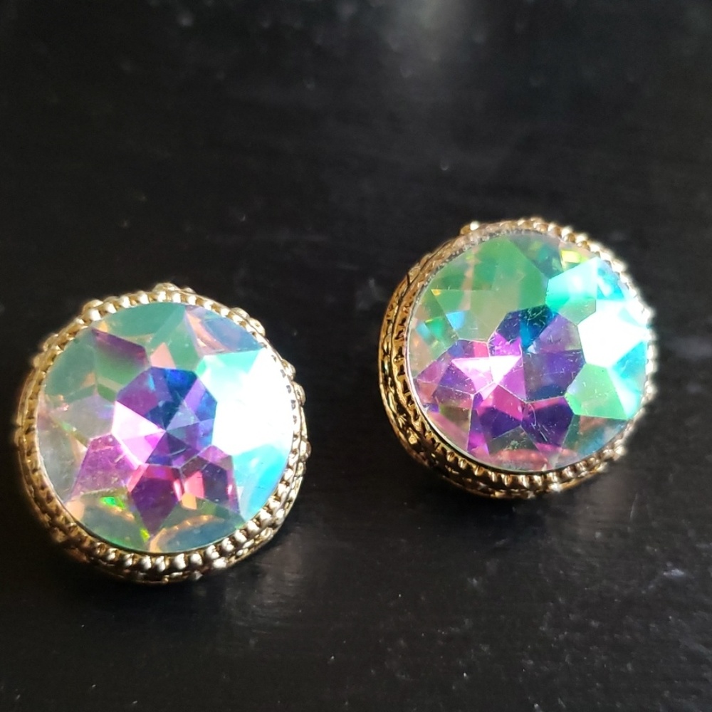 NEW earrings Ab crystal round